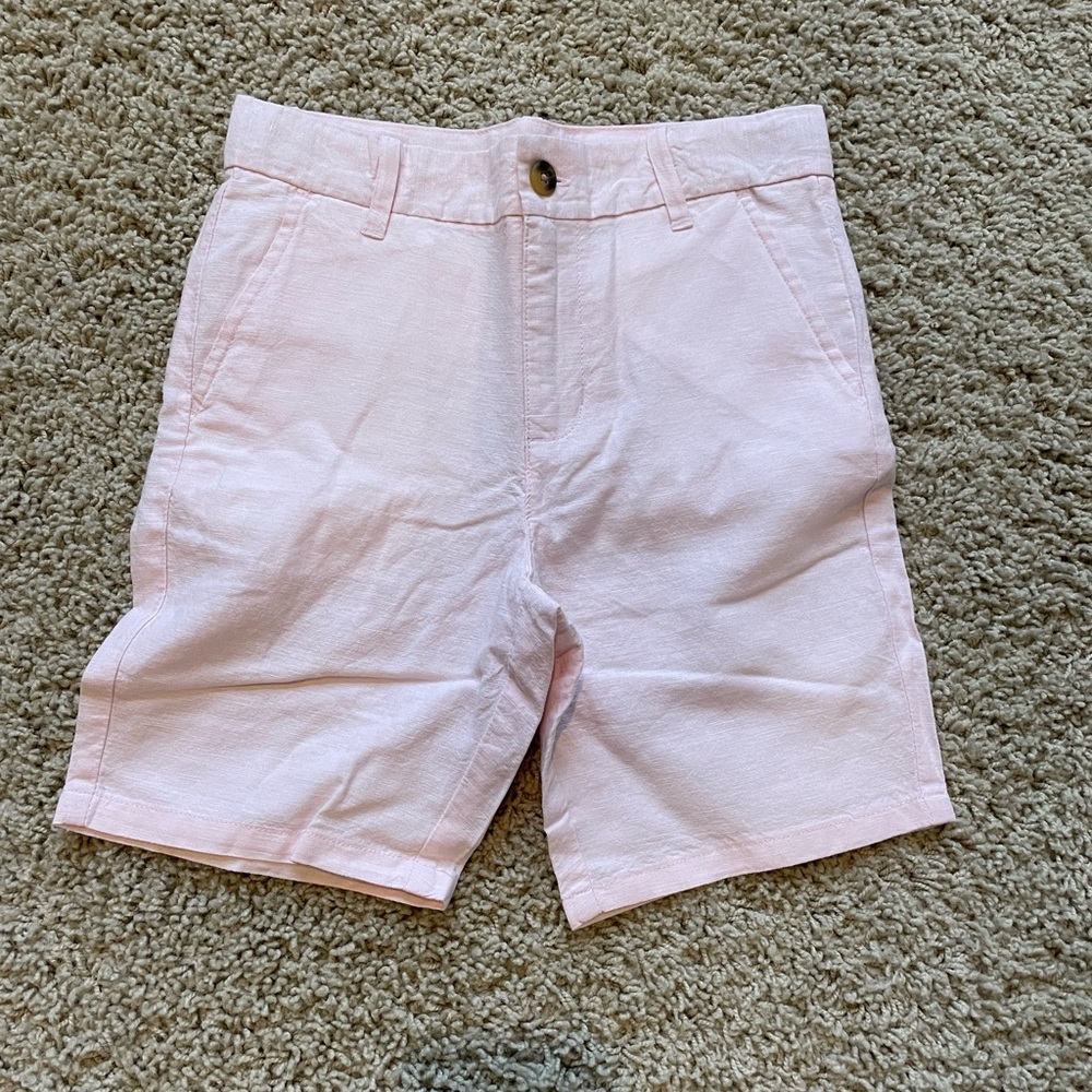 Janie and Jack Boys Pink Flat-Front Linen Cotton Shorts, Sz 7 NWT